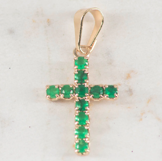 Dije cruz esmeralda