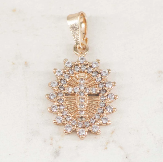 Dije medalla cruz doble