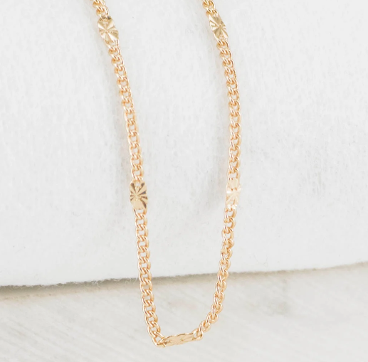 Cadena cubana destellos 45cm 2mm