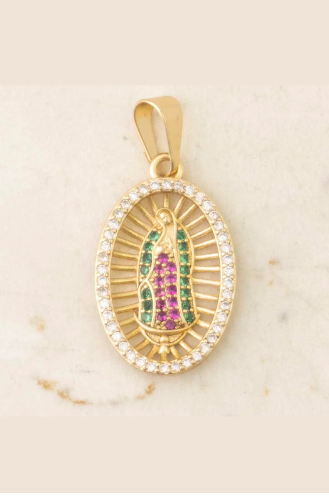 Dije medalla milagrosa circones colores doble